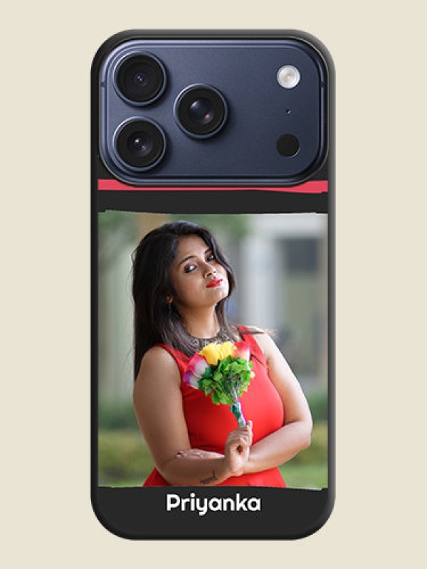 Custom Multicolor Lines with Image On Space Black Custom Soft Matte Mobile Back Cover - Apple iPhone 17 Pro