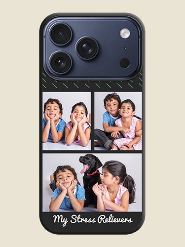 Custom Cross Dotted Pattern with 2 Image Holder On Space Black Custom Soft Matte Mobile Back Cover - Apple iPhone 17 Pro