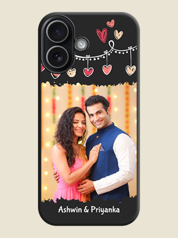 Custom Pink Love Hangings with Name On Space Black Custom Soft Matte Mobile Back Cover - Apple iPhone 17