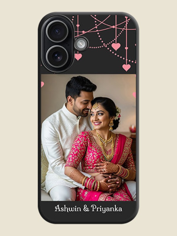 Custom Pink Love Hangings with Text On Space Black Custom Soft Matte Mobile Back Cover - Apple iPhone 17