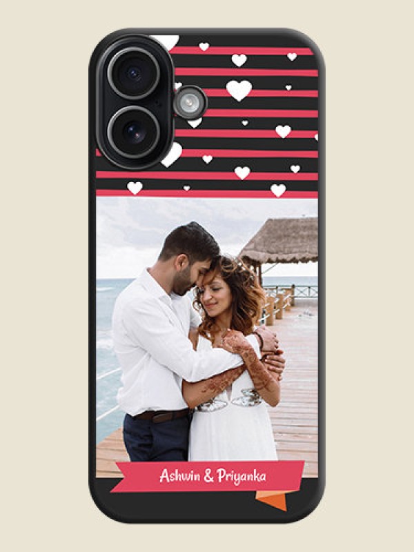 Custom White Color Love Symbols with Pink Lines Pattern On Space Black Custom Soft Matte Mobile Back Cover - Apple iPhone 17