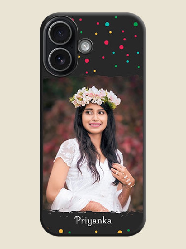 Custom Multicolor Dotted Pattern with Text On Space Black Custom Soft Matte Mobile Back Cover - Apple iPhone 17
