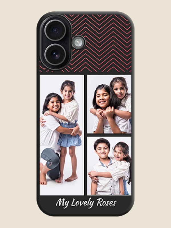 Custom Wave Pattern with 3 Image Holder On Space Black Custom Soft Matte Mobile Back Cover - Apple iPhone 17