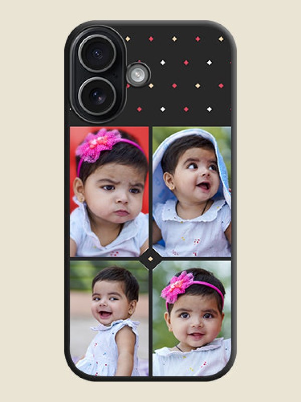 Custom Multicolor Dotted Pattern with 4 Image Holder On Space Black Custom Soft Matte Mobile Back Cover - Apple iPhone 17