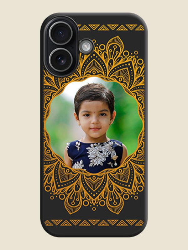 Custom Round Image with Floral Design On Space Black Custom Soft Matte Mobile Back Cover - Apple iPhone 17