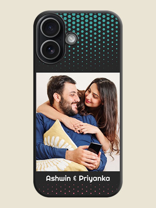 Custom Faded Dots with Grunge Photo Frame and Text On Space Black Custom Soft Matte Mobile Back Cover - Apple iPhone 17