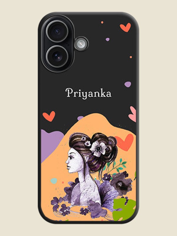 Custom Namecase For Her With Fancy Lady Image On Space Black Custom Soft Matte Mobile Back Cover - Apple iPhone 17