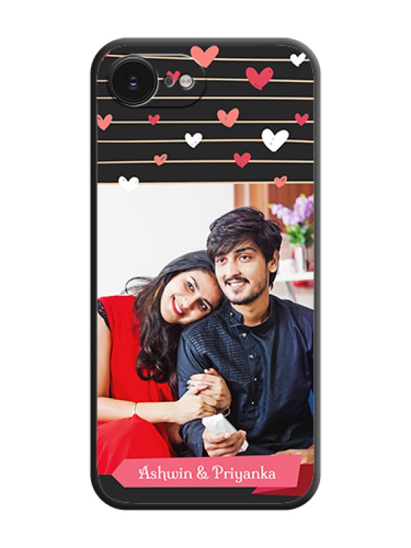 Custom Love Pattern with Name on Pink Ribbon on Photo On Space Black Custom Soft Matte Mobile Back Cover - Apple iPhone 17e