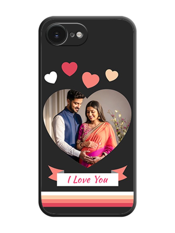 Custom Love Shaped Photo with Colorful Stripes On Space Black Custom Soft Matte Mobile Back Cover - Apple iPhone 17e