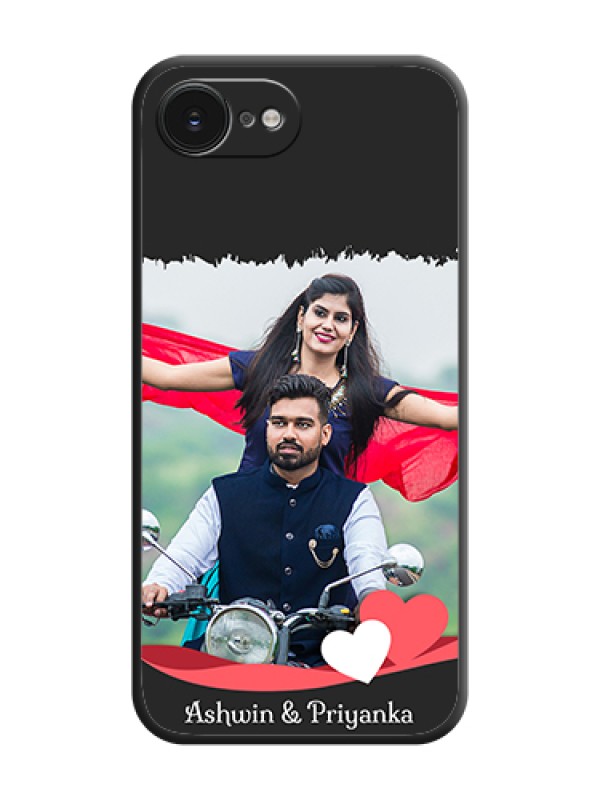 Custom Pin Color Love Shaped Ribbon Design with Text On Space Black Custom Soft Matte Mobile Back Cover - Apple iPhone 17e