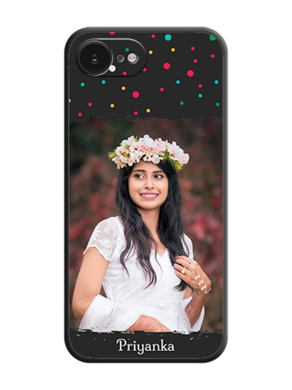 Custom Multicolor Dotted Pattern with Text On Space Black Custom Soft Matte Mobile Back Cover - Apple iPhone 17e