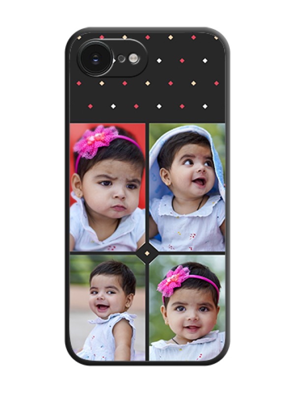 Custom Multicolor Dotted Pattern with 4 Image Holder On Space Black Custom Soft Matte Mobile Back Cover - Apple iPhone 17e