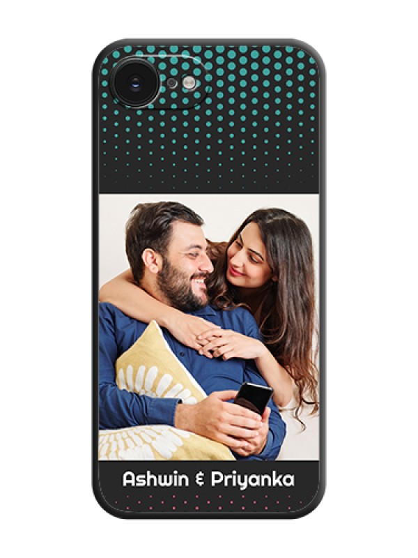 Custom Faded Dots with Grunge Photo Frame and Text On Space Black Custom Soft Matte Mobile Back Cover - Apple iPhone 17e
