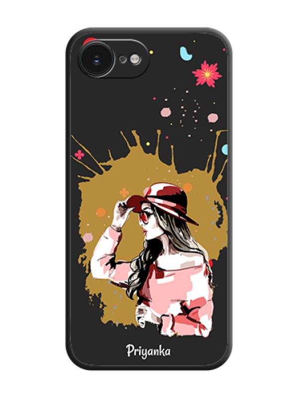 Custom Mordern Lady With Color Splash Background With Custom Text On Space Black Custom Soft Matte Mobile Back Cover - Apple iPhone 17e