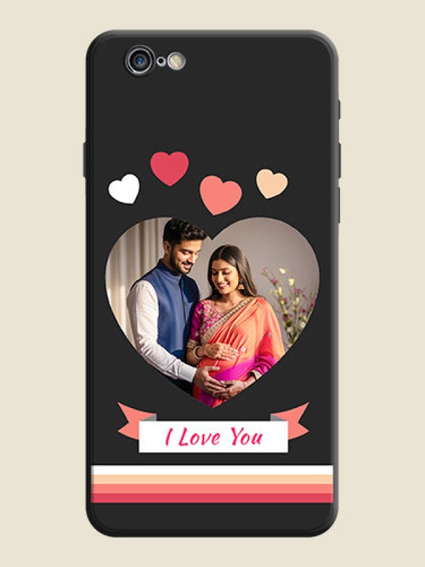 Custom Love Shaped Photo with Colorful Stripes on Personalised Space Black Soft Matte Cases - iPhone 6 Plus