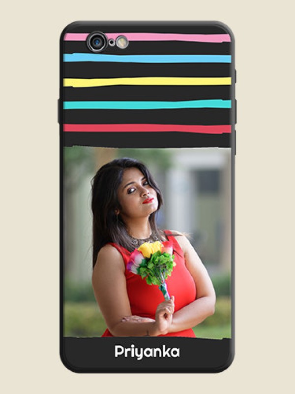 Custom Multicolor Lines with Image on Space Black Personalized Soft Matte Phone Covers - iPhone 6 Plus