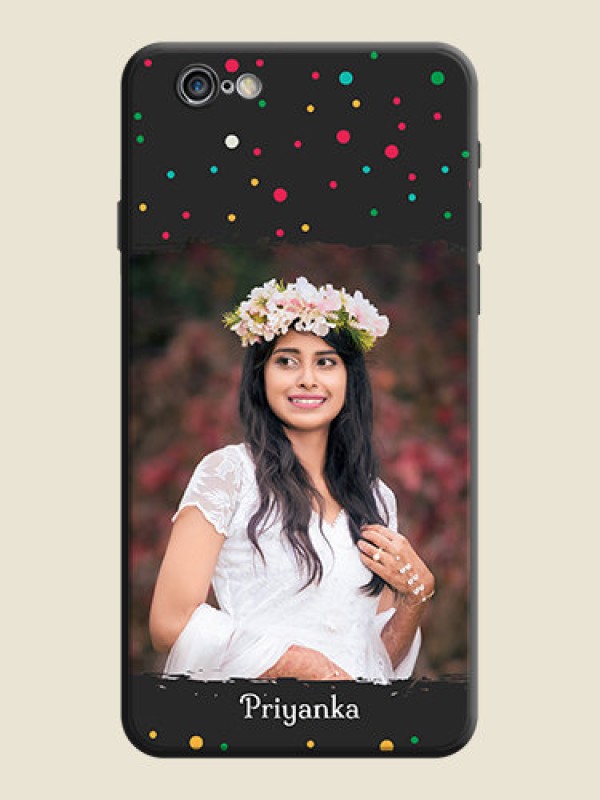 Custom Multicolor Dotted Pattern with Text on Space Black Custom Soft Matte Phone Back Cover - iPhone 6