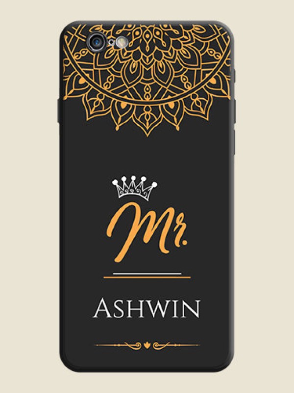 Custom Mr Name with Floral Design  on Personalised Space Black Soft Matte Cases - iPhone 6