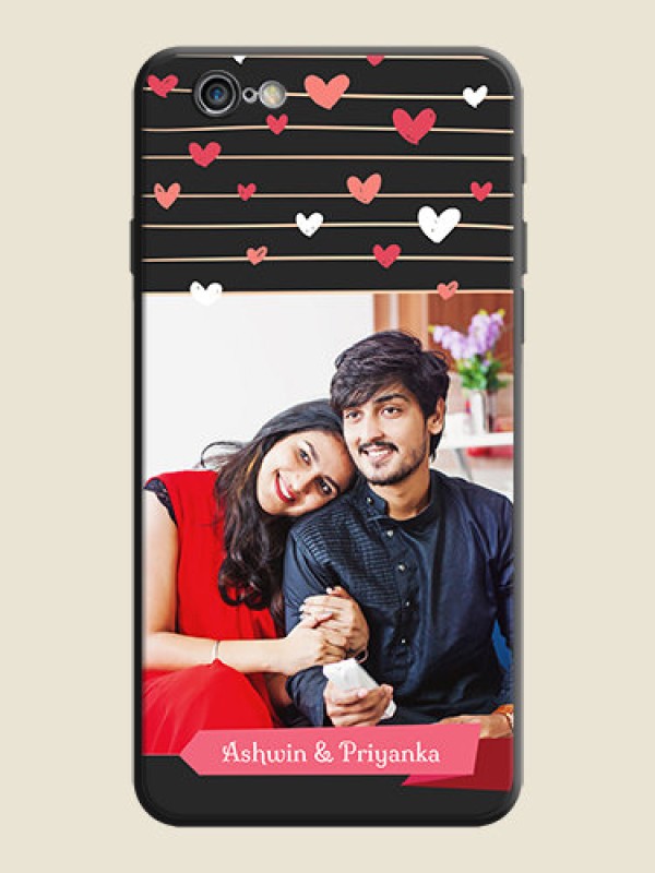 Custom Love Pattern with Name on Pink Ribbon  - Photo on Space Black Soft Matte Back Cover - iPhone 6S Plus