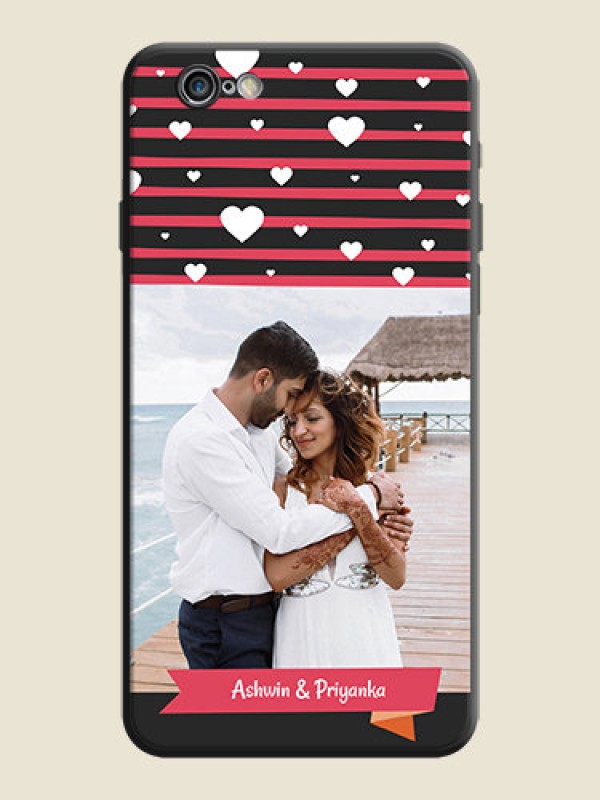 Custom White Color Love Symbols with Pink Lines Pattern on Space Black Custom Soft Matte Phone Cases - iPhone 6S Plus