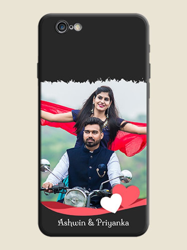 Custom Pink Color Love Shaped Ribbon Design with Text on Space Black Custom Soft Matte Phone Back Cover - iPhone 6S Plus