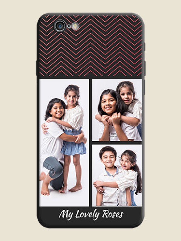 Custom Wave Pattern with 3 Image Holder on Space Black Custom Soft Matte Back Cover - iPhone 6S Plus