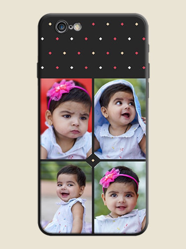Custom Multicolor Dotted Pattern with 4 Image Holder on Space Black Custom Soft Matte Phone Cases - iPhone 6S Plus