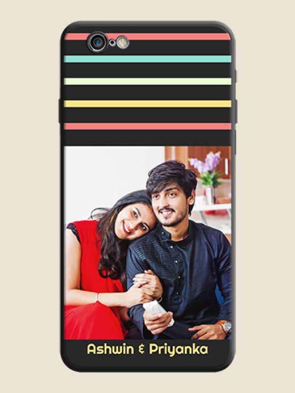 Custom Color Stripes with Photo and Text - Photo on Space Black Soft Matte Mobile Case - iPhone 6S Plus