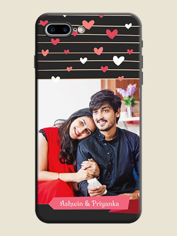 Custom Love Pattern with Name on Pink Ribbon  - Photo on Space Black Soft Matte Back Cover - iPhone 7 Plus