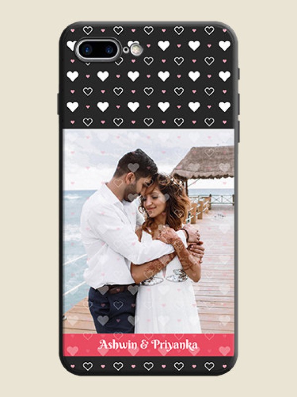 Custom White Color Love Symbols with Text Design - Photo on Space Black Soft Matte Phone Cover - iPhone 7 Plus