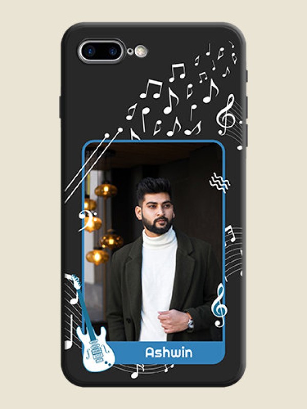 Custom Musical Theme Design with Text - Photo on Space Black Soft Matte Mobile Case - iPhone 7 Plus