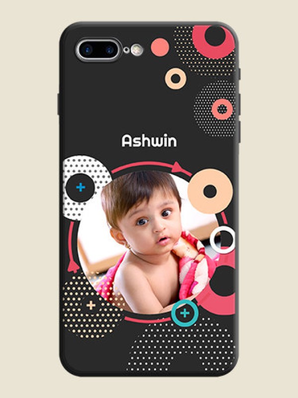 Custom Multicoloured Round Image on Personalised Space Black Soft Matte Cases - iPhone 7 Plus