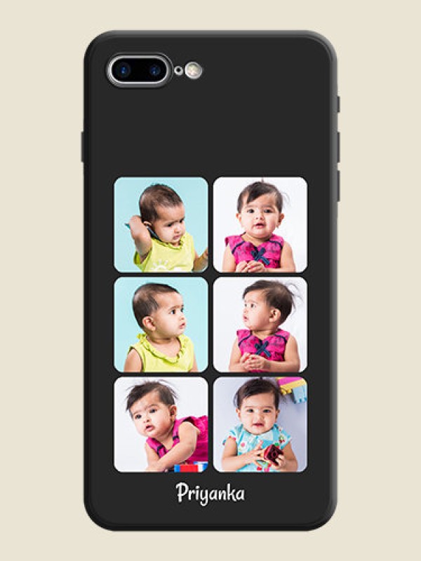 Custom Floral Art with 6 Image Holder - Photo on Space Black Soft Matte Mobile Case - iPhone 7 Plus