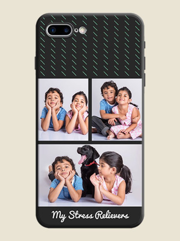 Custom Cross Dotted Pattern with 2 Image Holder  on Personalised Space Black Soft Matte Cases - iPhone 7 Plus