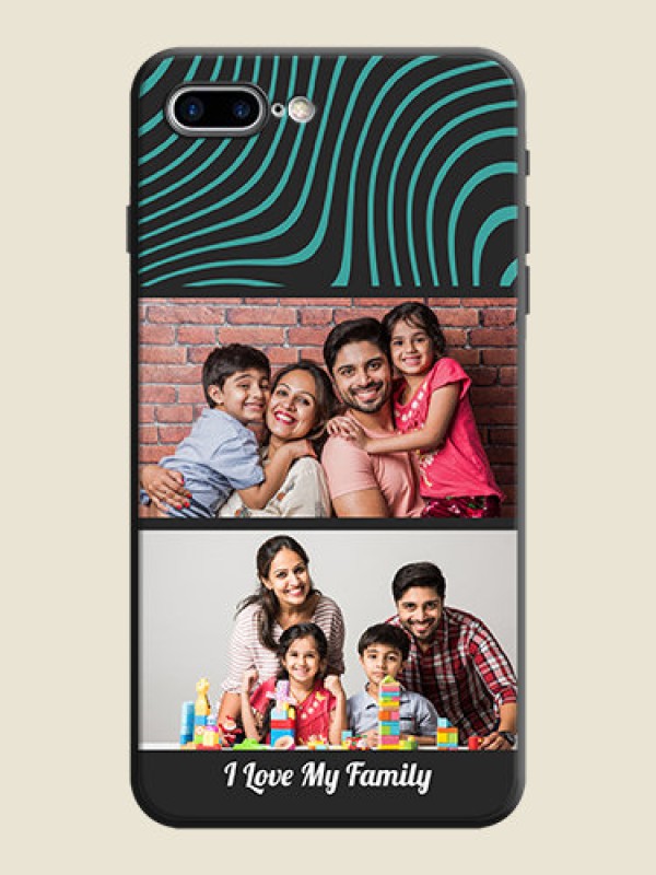 Custom Wave Pattern with 2 Image Holder on Space Black Personalized Soft Matte Phone Covers - iPhone 7 Plus