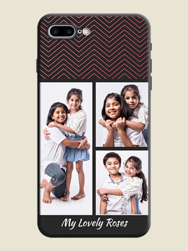 Custom Wave Pattern with 3 Image Holder on Space Black Custom Soft Matte Back Cover - iPhone 7 Plus