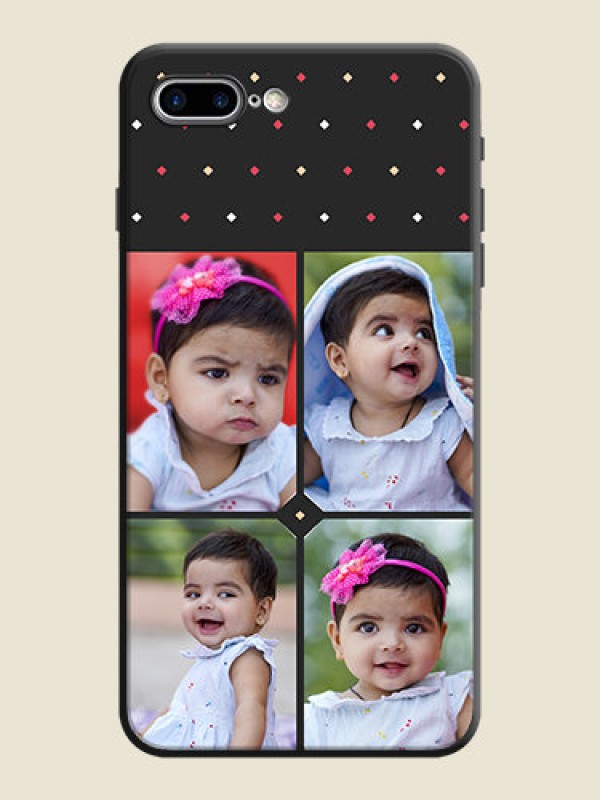 Custom Multicolor Dotted Pattern with 4 Image Holder on Space Black Custom Soft Matte Phone Cases - iPhone 7 Plus