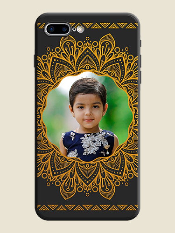 Custom Round Image with Floral Design - Photo on Space Black Soft Matte Mobile Cover - iPhone 7 Plus