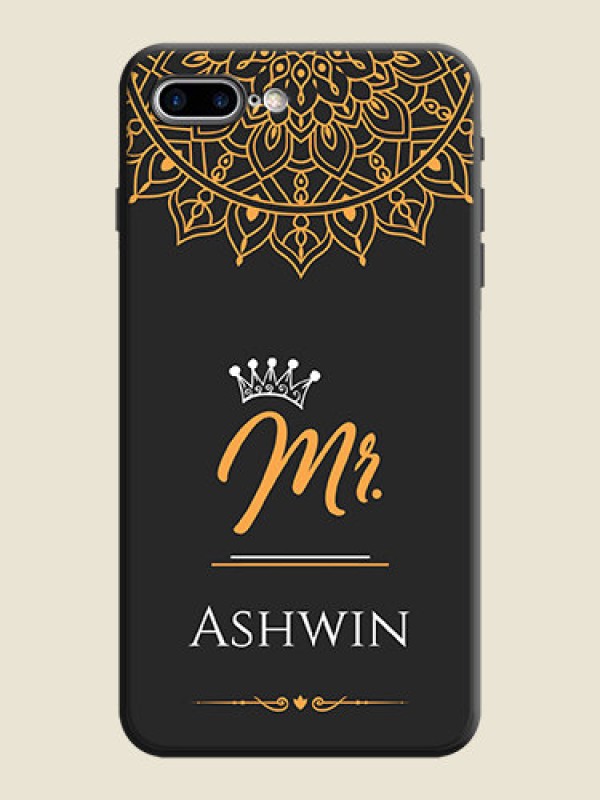 Custom Mr Name with Floral Design  on Personalised Space Black Soft Matte Cases - iPhone 7 Plus
