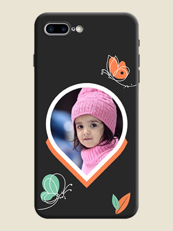 Custom Upload Pic With Simple Butterly Design On Space Black Personalized Soft Matte Phone Covers -Apple Iphone 7 Plus