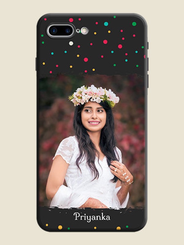 Custom Multicolor Dotted Pattern with Text on Space Black Custom Soft Matte Phone Back Cover - iPhone 8 Plus