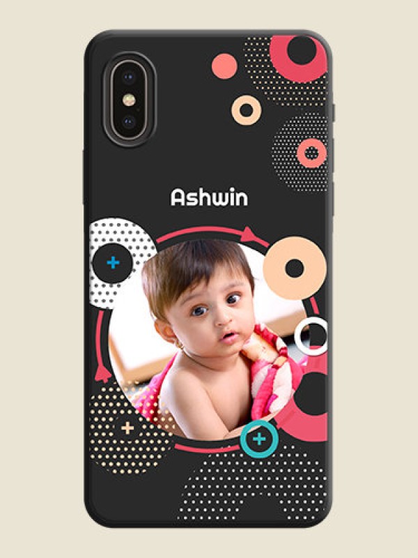 Custom Multicoloured Round Image on Personalised Space Black Soft Matte Cases - iPhone XS
