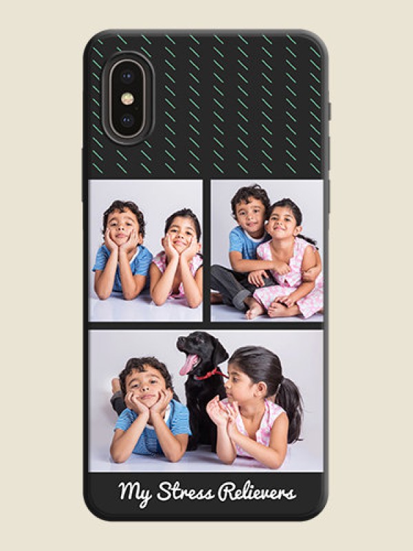 Custom Cross Dotted Pattern with 2 Image Holder  on Personalised Space Black Soft Matte Cases - iPhone XS