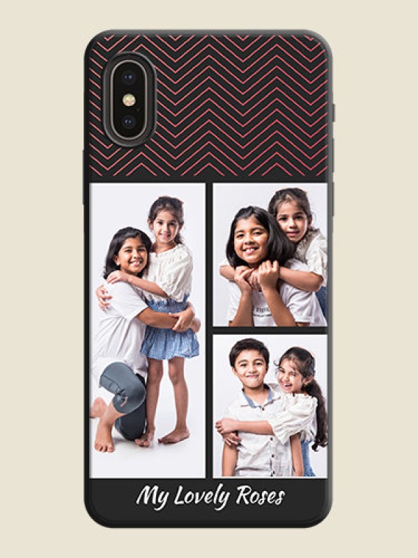 Custom Wave Pattern with 3 Image Holder on Space Black Custom Soft Matte Back Cover - iPhone XS