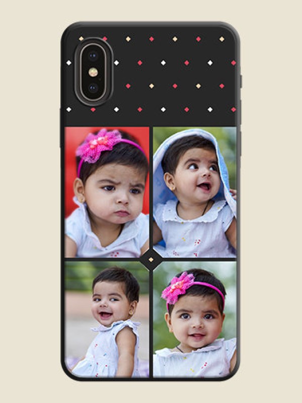 Custom Multicolor Dotted Pattern with 4 Image Holder on Space Black Custom Soft Matte Phone Cases - iPhone XS