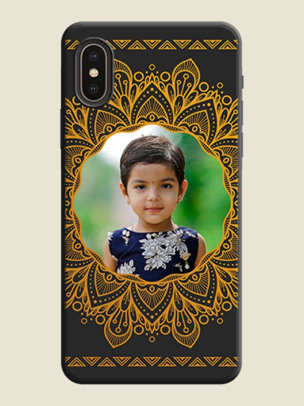 Custom Round Image with Floral Design - Photo on Space Black Soft Matte Mobile Cover - iPhone XS
