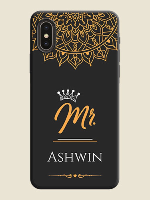 Custom Mr Name with Floral Design  on Personalised Space Black Soft Matte Cases - iPhone XS