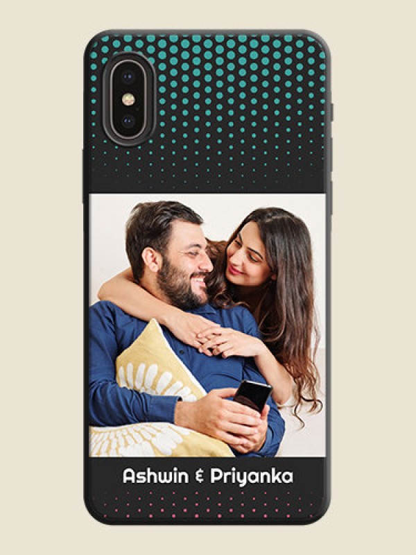 Custom Faded Dots with Grunge Photo Frame and Text on Space Black Custom Soft Matte Phone Cases - iPhone XS
