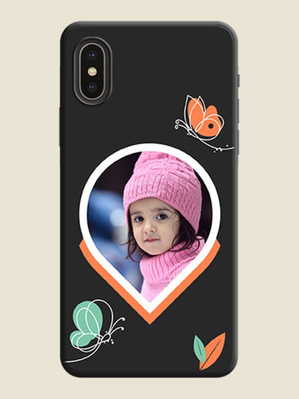 Custom Upload Pic With Simple Butterly Design On Space Black Personalized Soft Matte Phone Covers -Apple Iphone Xs