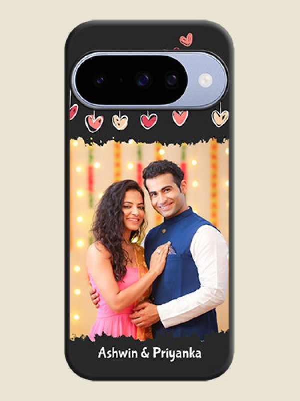 Custom Pink Love Hangings with Name On Space Black Custom Soft Matte Mobile Back Cover - Google Pixel 10 5G